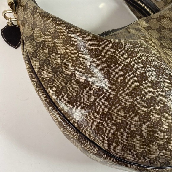 Gucci duchessa Hobo GG Logo, Crystal Coated canvas Bag , Beige Brown , Damaged - Picture 2 of 16